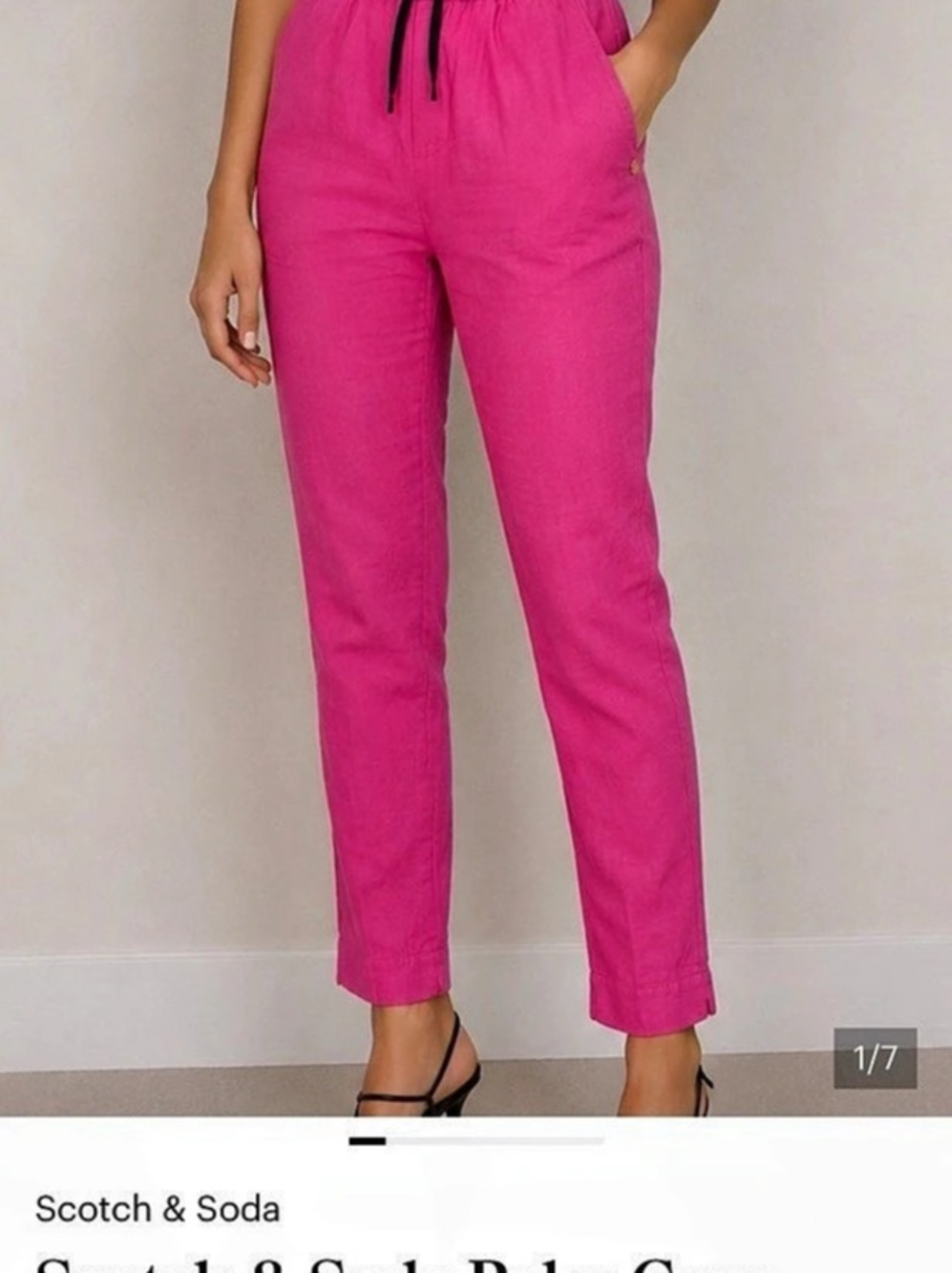 Scotch & Soda Palm Cove Linen blend Ankle Pants in Pink Size XS